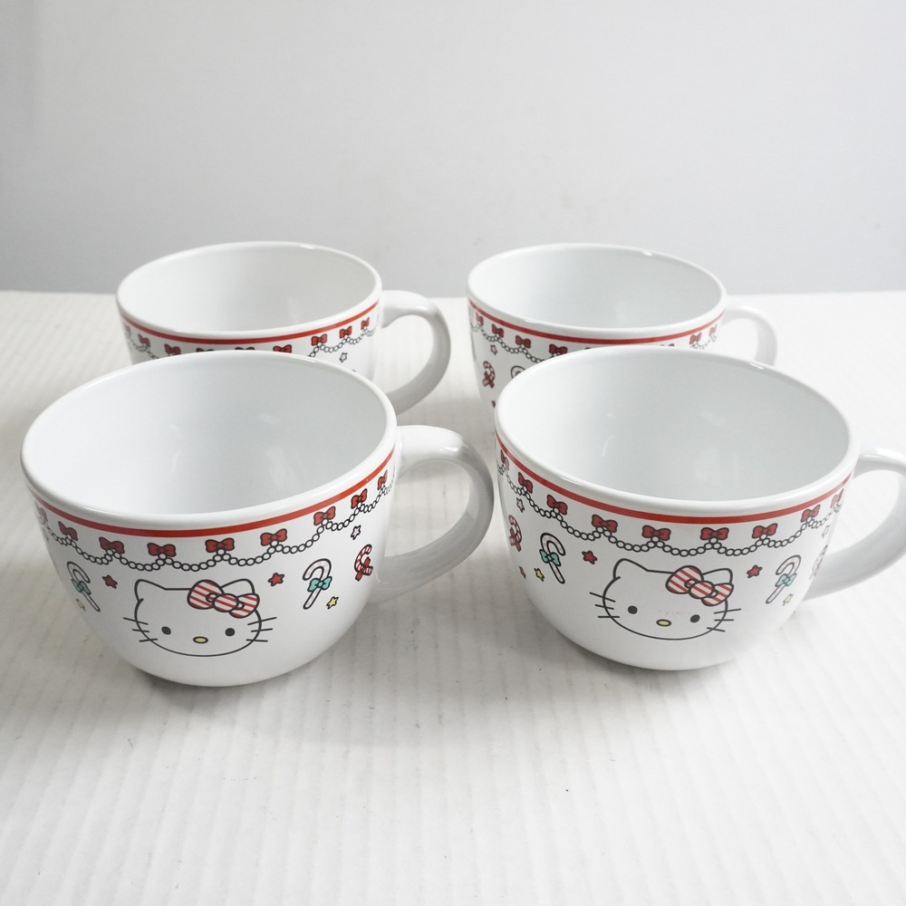 Sanrio Hello Kitty Holiday Ceramic Soup Mug Set‎ of 4 Red White 24oz SIL-34783